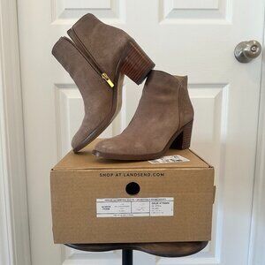 Lands End Heeled Ankle Boot - Suede Maplewood